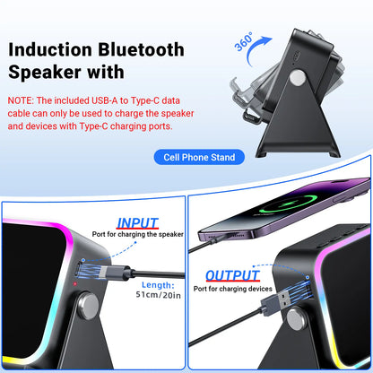 🏆Flash Sale⚡ Newly Upgraded! 🏆Wireless Speaker Phone Stand | 360° LED Universal Holder-HZ