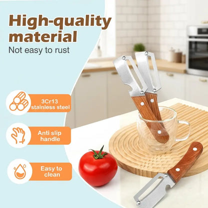⚡Crazy-Sale⚡60k-Sold⚡Wooden-Handled Stainless Steel Sharp Peeler with Built-In Bottle Opener for Fruits -A01