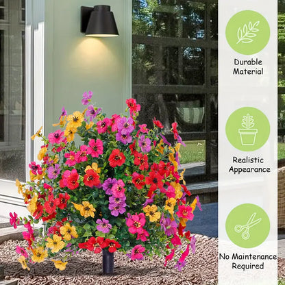🌸Artificial Flowers for ✨Outdoor Indoor Garden Home Decoration, ✨Plastic Faux Flowers, Faux Flower Daisy with Eucalyptus Leaves Fake Plants Greenery Boxwood Porch Patio-102