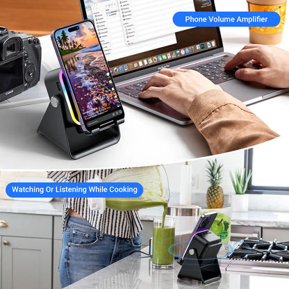 🏆Flash Sale⚡ Newly Upgraded! 🏆Wireless Speaker Phone Stand | 360° LED Universal Holder-HZ