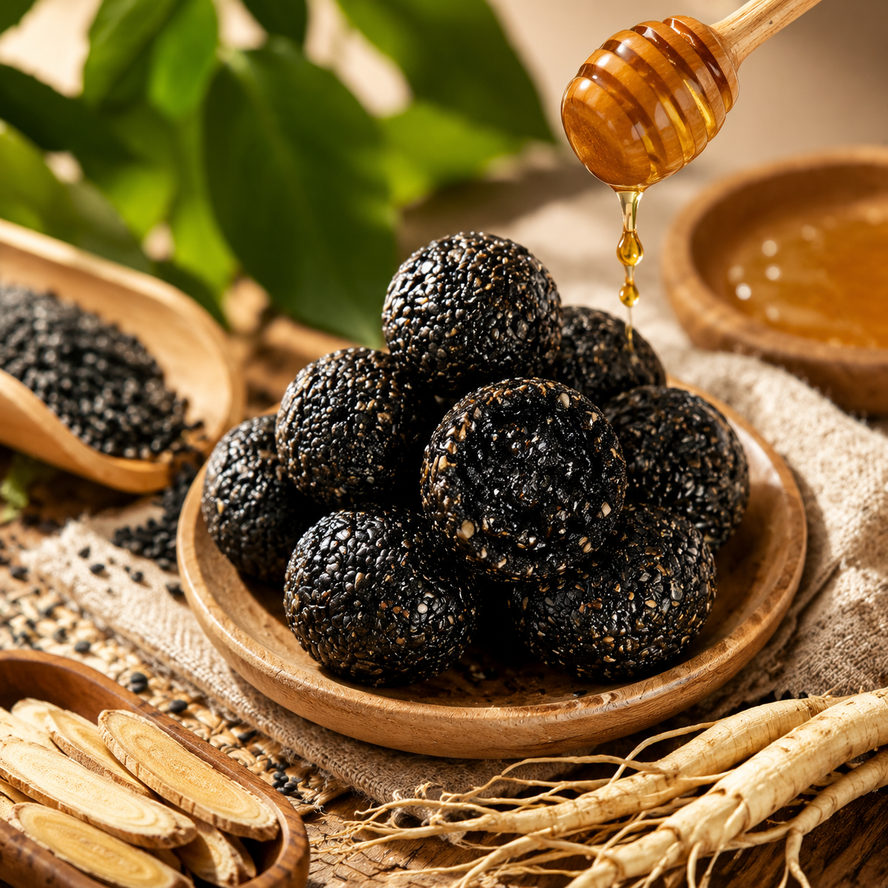 🧩 Say goodbye to high-calorie guilt! 🧩🌿 Enjoy a satisfying, nutrient-rich snack with our Natural Polygonatum Black Sesame Balls — a clean way to support your daily wellness and cravings-C7
