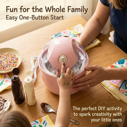 🍭Make Ice Cream in 15 Minutes! Compact Electric Ice Cream Maker with Auto Stir, Easy DIY Healthy Frozen Treats at Home, Perfect for Summer Desserts & Family Fun-A11