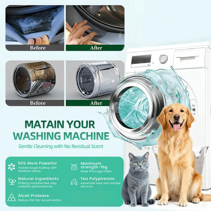 ⚡Flash-Sale⚡100k-sold⚡Friendly Washing Machine Cleaner 12TabletsRemovesPetHairBuildup&Fights OdorsforFreshCleanWashers-A11