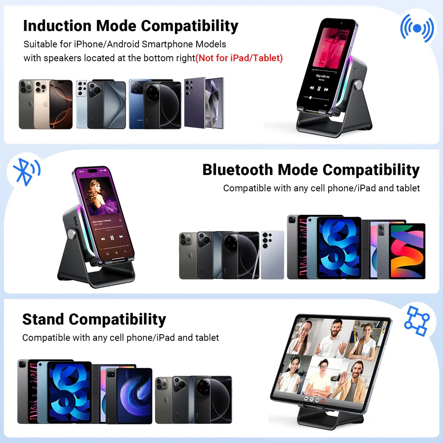 🏆Flash Sale⚡ Newly Upgraded! 🏆Wireless Speaker Phone Stand | 360° LED Universal Holder-HZ