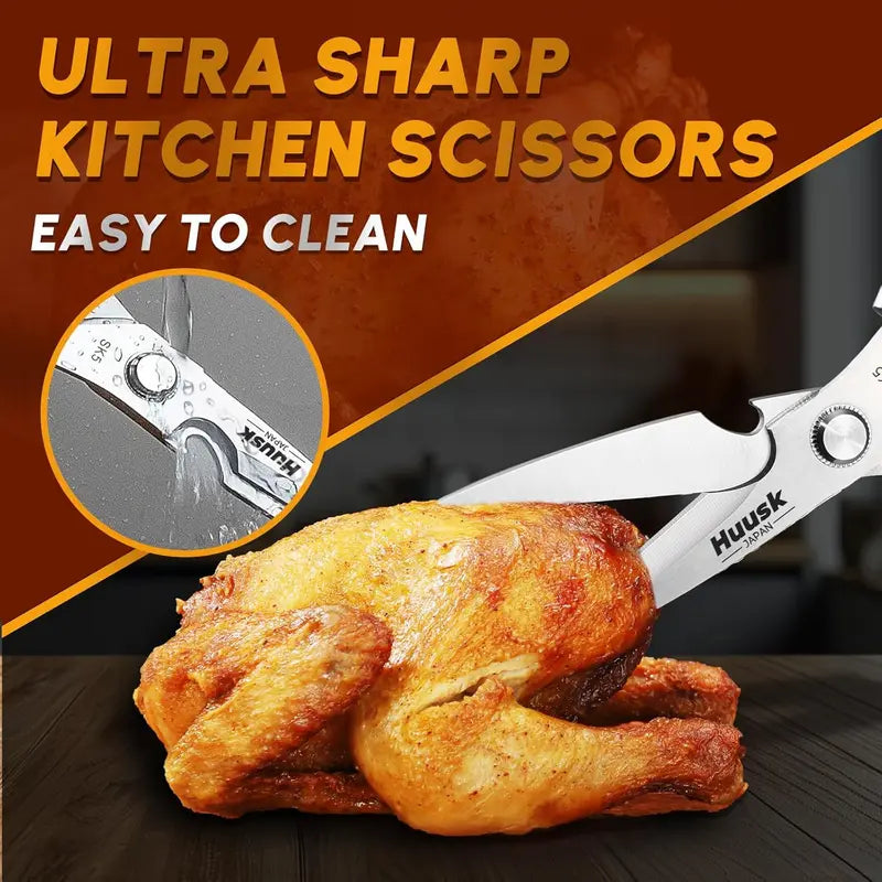 ✨Kitchen Scissors All Purpose -FallFreshness- Stainless Steel Kitchen Shears, ✨Sharp Silver Meat Scissors, Dishwasher Safe, Poultry Shears, Japanese Cooking Scissors for Food, Chicken Bones, and Turkey, Christmas Gift!-102