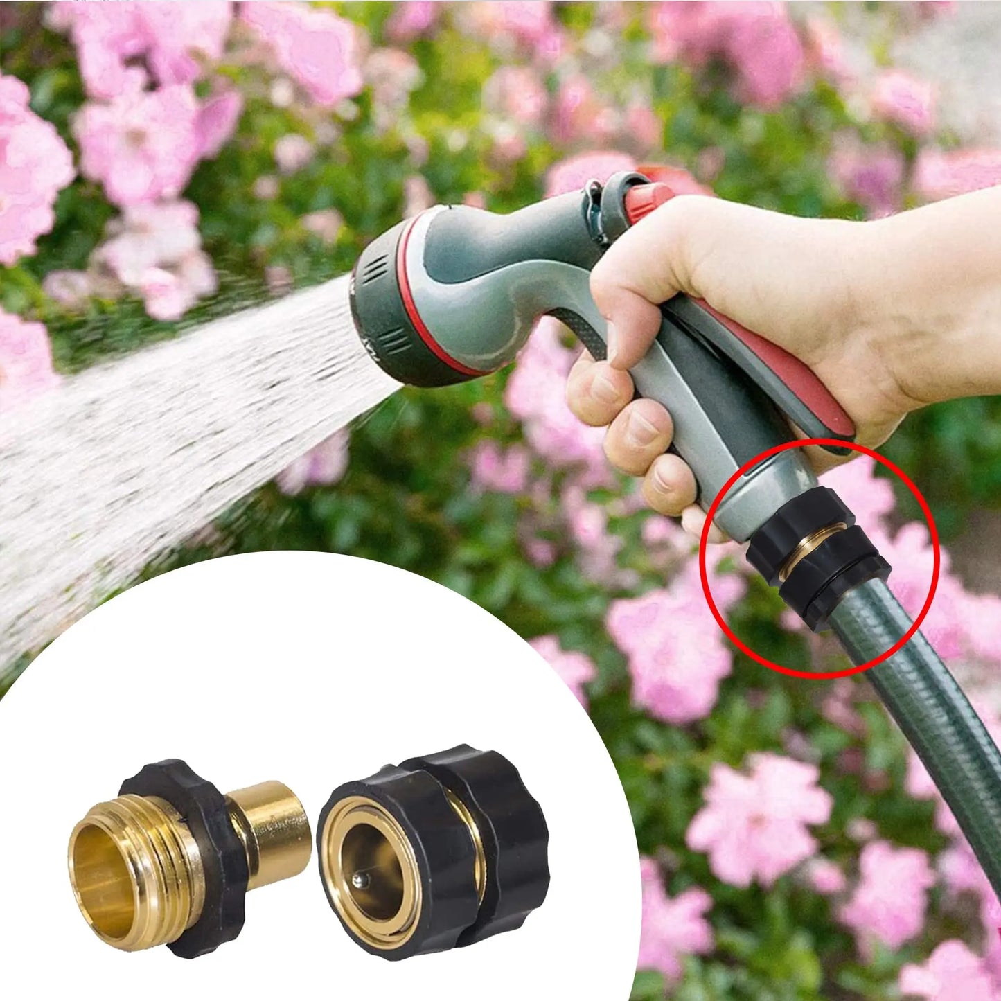 🏆Flash Sale⚡ 340K+ SOLD! 🏆Hourleey Garden Hose Quick Connector, 3/4 Inch Male and Female Garden Hose Fitting Quick Connector-HZ