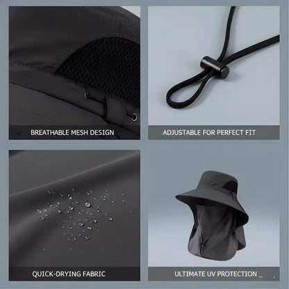 ⚡Crazy-Sale⚡60k-Sold⚡Spring/Summer Fisherman's Hat Detachable Outdoor Fishing Face Covering Neck Protection Sun Hat-A11