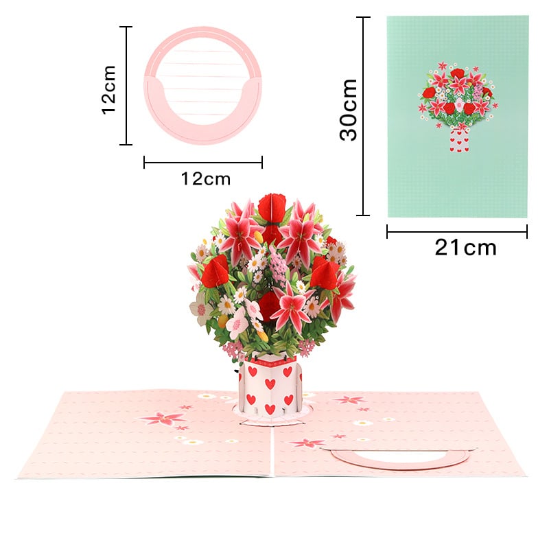 🌹Paper Love Valentine's Day Card, 3D Pop-Up Card with Flower Bouquet Keepsake Gift, Romantic Valentines Gifts and Flowers 2-in-1 Idea for Valentine, Birthday, Wedding, Anniversary, Wife Husband, Mom, Women, Him Her, Girlfriend Boyfriend-A01