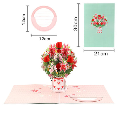🌹Paper Love Valentine's Day Card, 3D Pop-Up Card with Flower Bouquet Keepsake Gift, Romantic Valentines Gifts and Flowers 2-in-1 Idea for Valentine, Birthday, Wedding, Anniversary, Wife Husband, Mom, Women, Him Her, Girlfriend Boyfriend-A01