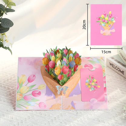 🌹Paper Love Valentine's Day Card, 3D Pop-Up Card with Flower Bouquet Keepsake Gift, Romantic Valentines Gifts and Flowers 2-in-1 Idea for Valentine, Birthday, Wedding, Anniversary, Wife Husband, Mom, Women, Him Her, Girlfriend Boyfriend-A01