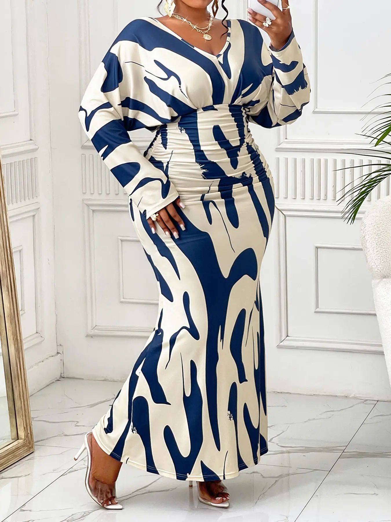 🏆Flash Sale⚡ Newly Upgraded! 🏆- Elegant Sexy Women's Geometric Print Dress-YTY5