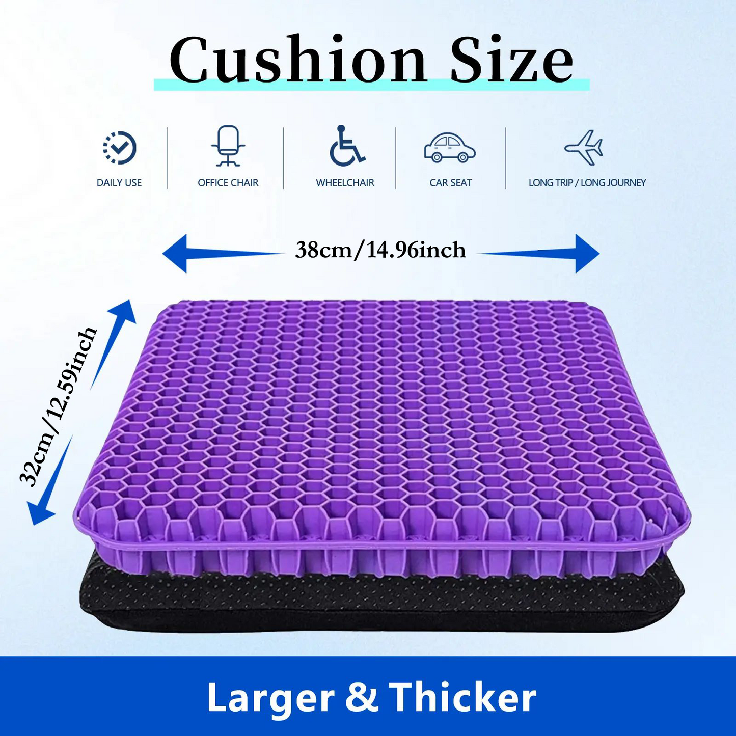 🏆Flash Sale⚡ 40K+ SOLD! 🏆- Double-Thick Gel Seat Cushion Honeycomb Breathable Non-Slip Cover - YTY5
