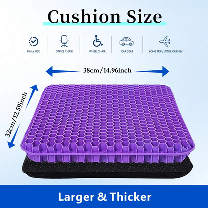 🏆Flash Sale⚡ 40K+ SOLD! 🏆- Double-Thick Gel Seat Cushion Honeycomb Breathable Non-Slip Cover - YTY5