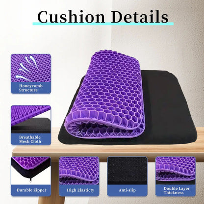🏆Flash Sale⚡ 40K+ SOLD! 🏆- Double-Thick Gel Seat Cushion Honeycomb Breathable Non-Slip Cover - YTY5
