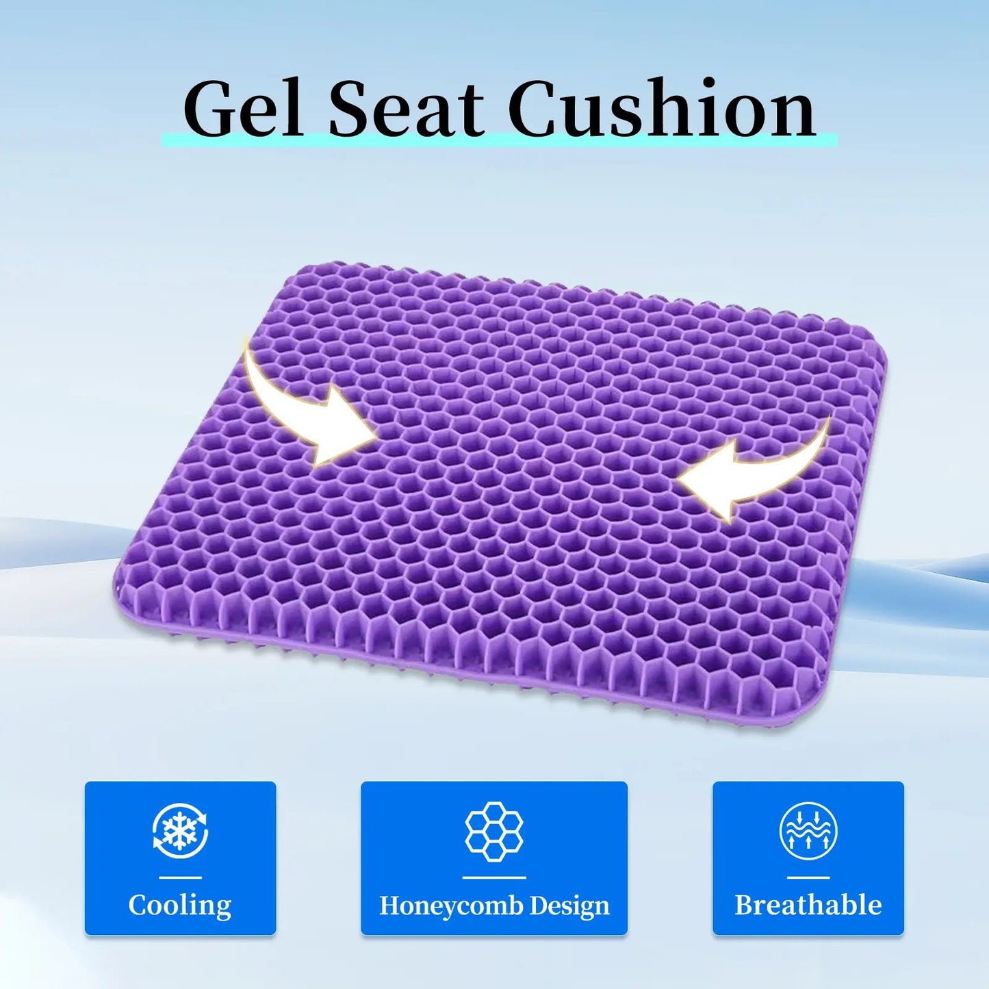 🏆Flash Sale⚡ 40K+ SOLD! 🏆- Double-Thick Gel Seat Cushion Honeycomb Breathable Non-Slip Cover - YTY5
