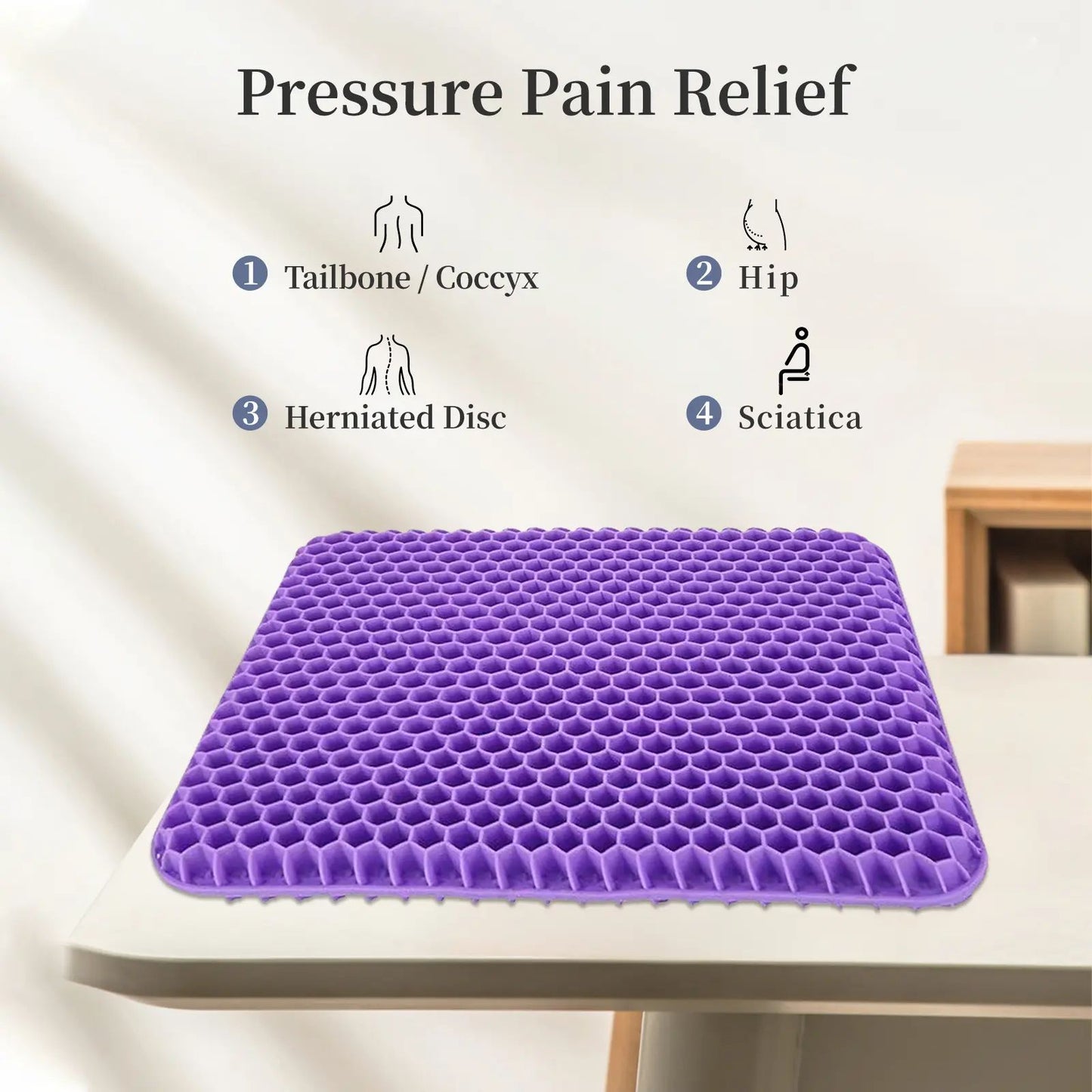 🏆Flash Sale⚡ 40K+ SOLD! 🏆- Double-Thick Gel Seat Cushion Honeycomb Breathable Non-Slip Cover - YTY5