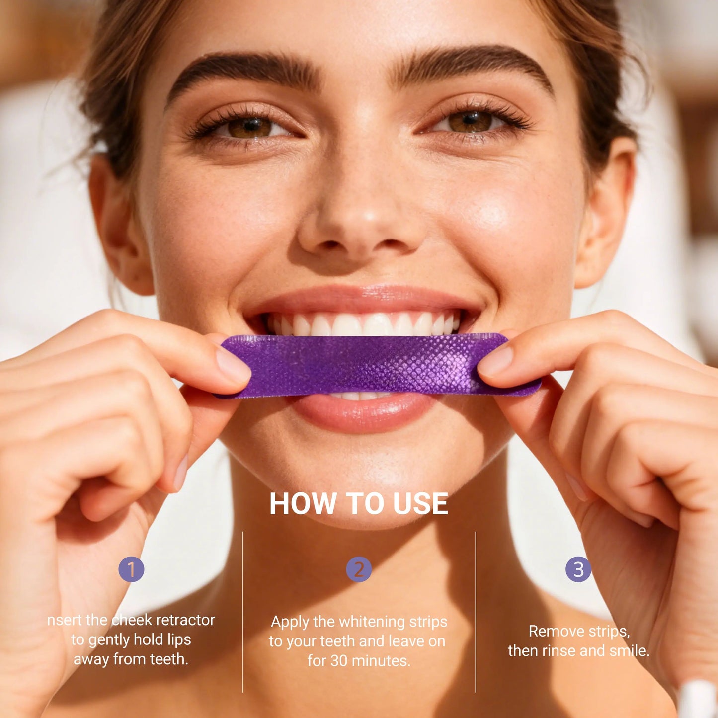 🏆Flash Sale⚡ 40K+ SOLD! 🏆- Purple Teeth Whitening Strips With Free Cheek Retractor - YTY5