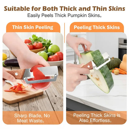 ⏰️Flash-Sale⚡Wooden-Handled Stainless Steel Sharp Peeler with Built-In Bottle Opener for Fruits & Vegetables⚡-YTY5