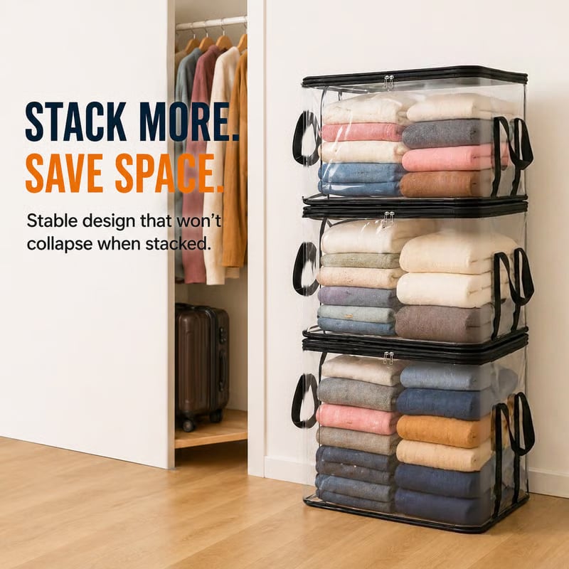⚡Crazy-Sale⚡Limited-Time Offer⚡Large Clear Thick Plastic Storage Box with Hinged Lid-YTY5