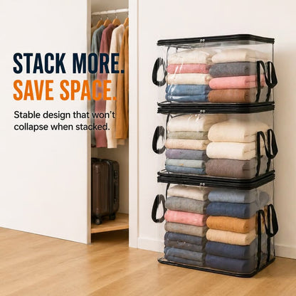 ⚡Crazy-Sale⚡Limited-Time Offer⚡Large Clear Thick Plastic Storage Box with Hinged Lid-YTY5