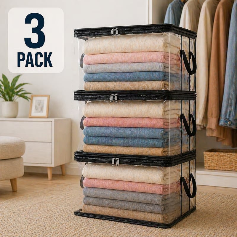 ⚡Crazy-Sale⚡Limited-Time Offer⚡Large Clear Thick Plastic Storage Box with Hinged Lid-YTY5