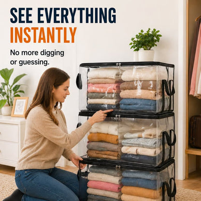 ⚡Crazy-Sale⚡Limited-Time Offer⚡Large Clear Thick Plastic Storage Box with Hinged Lid-YTY5