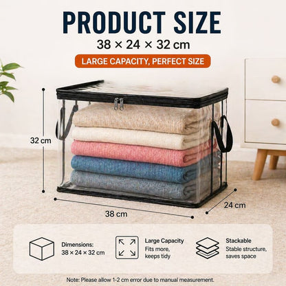 ⚡Crazy-Sale⚡Limited-Time Offer⚡Large Clear Thick Plastic Storage Box with Hinged Lid-YTY5