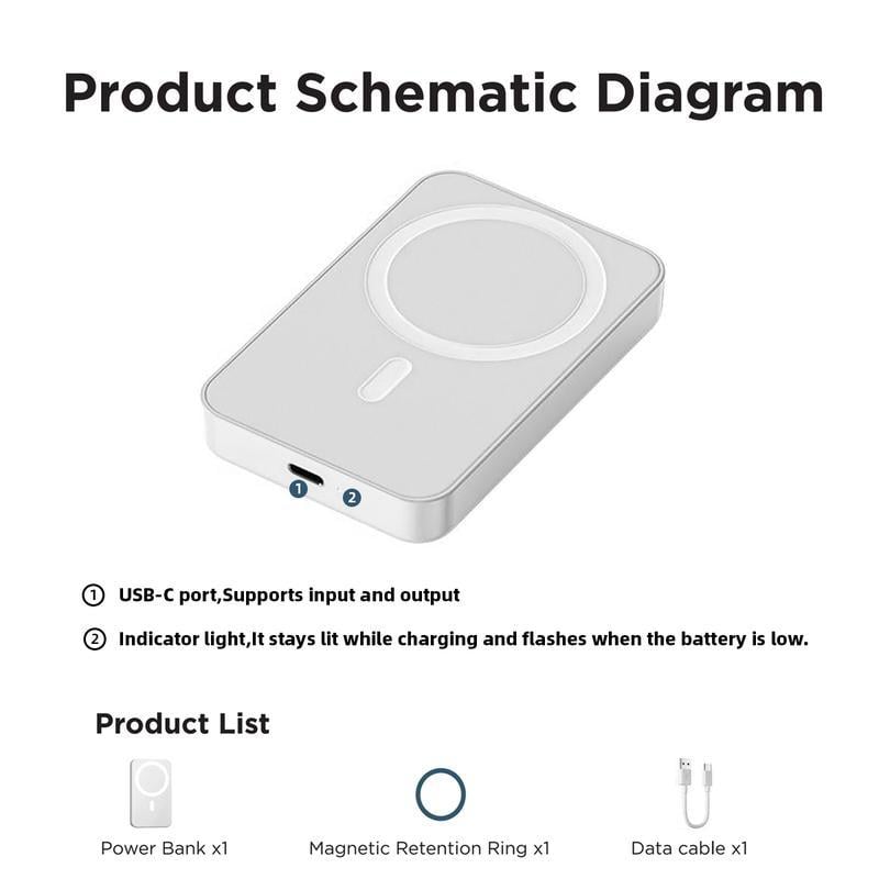 ⚡Crazy-Sale⚡Limited-Time Offer⚡5000mAh Magnetic Power Bank for iPhone 12–17 Series-YTY5