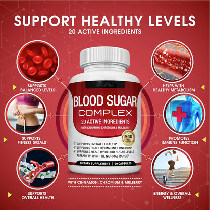 SimpleSigil™Blood Sugar Complex 20 Vitamins & Minerals Support Overall Health-W18