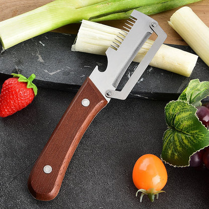 ⚡Crazy-Sale⚡100k-Sold⚡Wooden-Handled Stainless Steel Sharp Peeler with Built-In Bottle Opener for Fruits -886