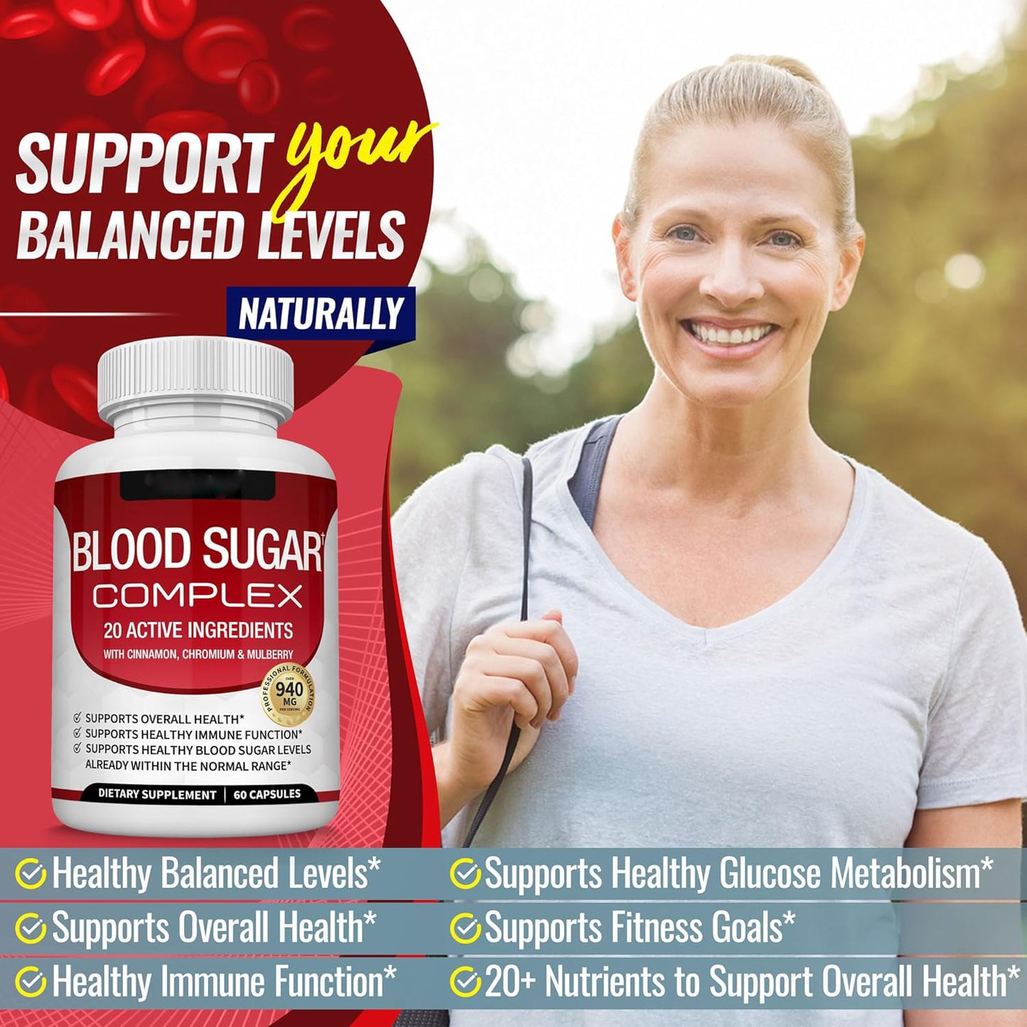 SimpleSigil™Blood Sugar Complex 20 Vitamins & Minerals Support Overall Health-W18