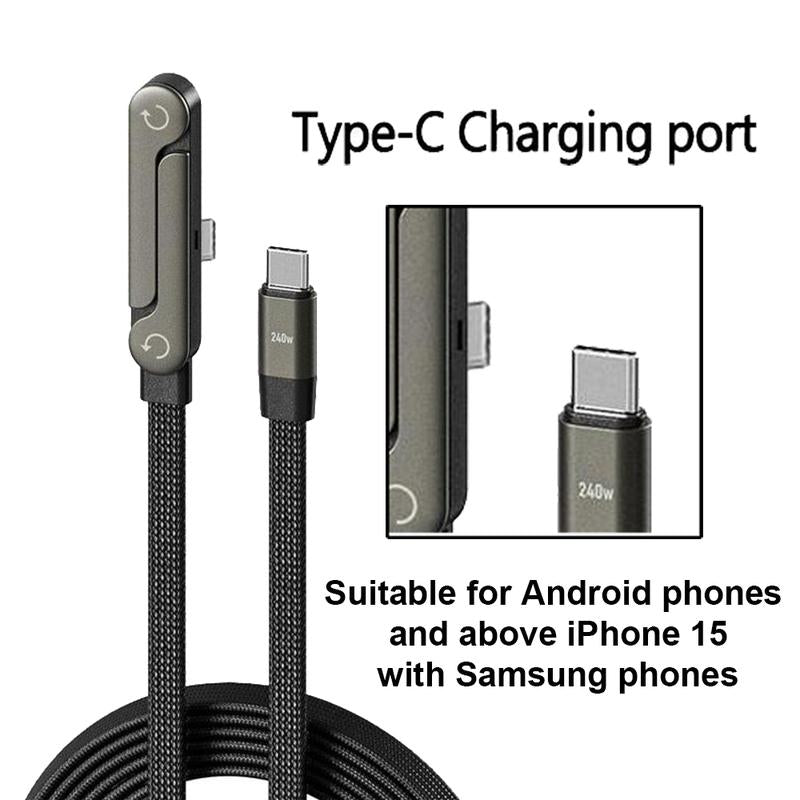⚡Official Authorized | MFi-Certified Cables🔥 2-in-1 Invisible Holder Charger Cable - 240W Fast Charging Cord with Built-In Phone Stand-YTY5