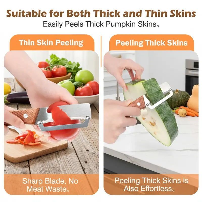 ⚡Crazy-Sale⚡60k-Sold⚡Wooden-Handled Stainless Steel Sharp Peeler with Built-In Bottle Opener for Fruits -A01