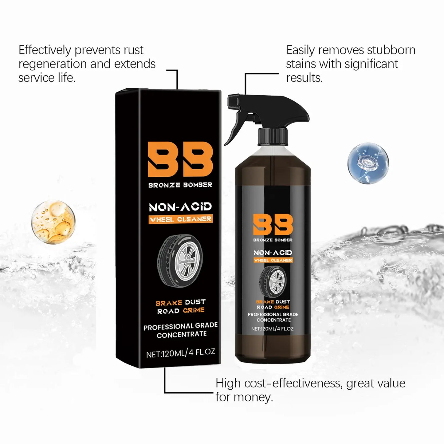 ⚡Crazy-Sale⚡Limited-Time Offer⚡Automotive Rust Remover Spray - Fast-Acting Iron & Rust Cleaner for Wheels, Rims, Metal Surfaces - 886