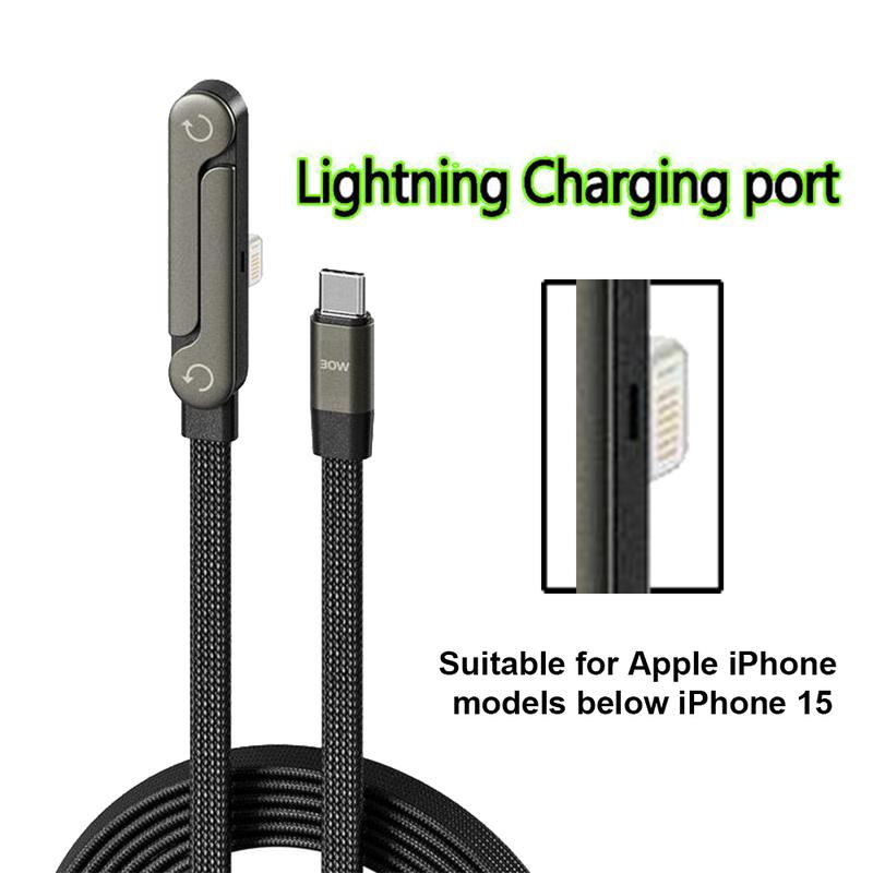 ⚡Official Authorized | MFi-Certified Cables🔥 2-in-1 Invisible Holder Charger Cable - 240W Fast Charging Cord with Built-In Phone Stand-YTY5