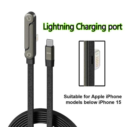 ⚡Official Authorized | MFi-Certified Cables🔥 2-in-1 Invisible Holder Charger Cable - 240W Fast Charging Cord with Built-In Phone Stand-YTY5
