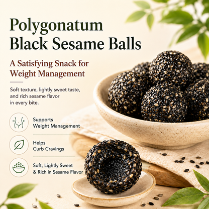 🧩 Say goodbye to high-calorie guilt! 🧩🌿 Enjoy a satisfying, nutrient-rich snack with our Natural Polygonatum Black Sesame Balls — a clean way to support your daily wellness and cravings-C7