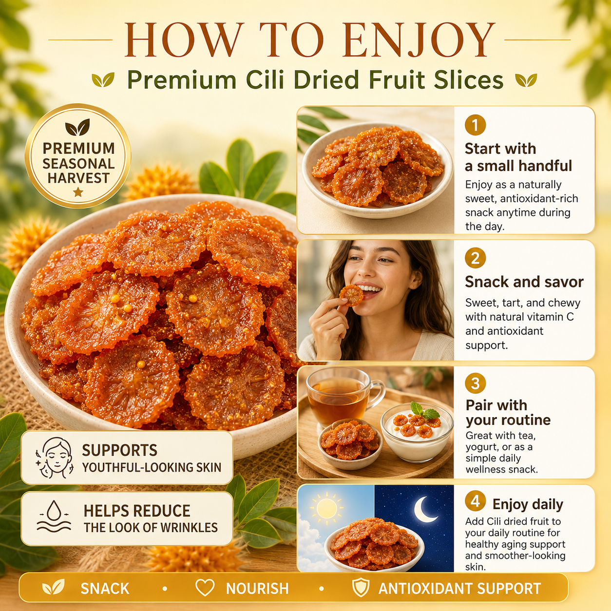 🏵️Say goodbye to fine lines & dull skin! 🍃Glow naturally with our fiber-rich Natural Dried Cili Fruit-C7