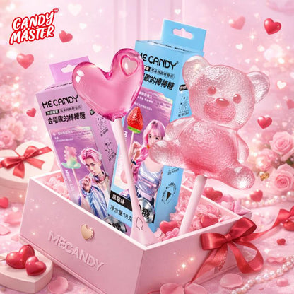 👑Candy Master MeCandy 4D Music Lollipop | linus lollipop | Bone Conduction Tech | 4D Bear/Strawberry/Dinosaur/Heart Shapes | Sugarfree, Fruity Flavor | Halal Certified | Healthy Valentine's Day Gift-A01