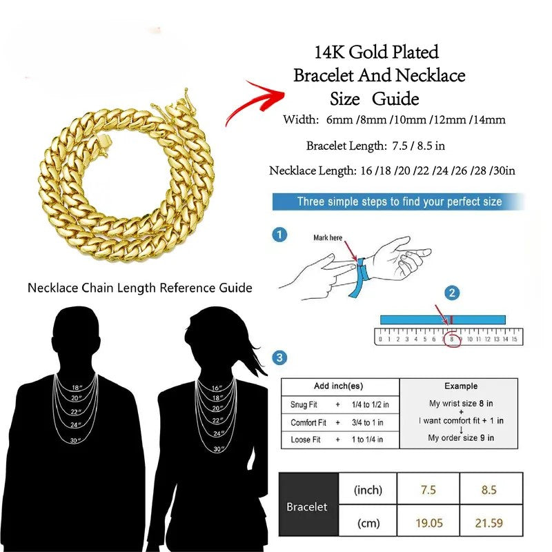 ⚡Crazy-Sale⚡60k-Sold⚡14K Gold Plated Heavy Mens Soild Cuban Link Chain Necklace-A01