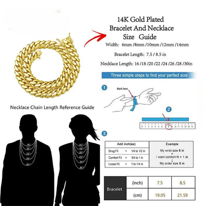 ⚡Crazy-Sale⚡60k-Sold⚡14K Gold Plated Heavy Mens Soild Cuban Link Chain Necklace-A01