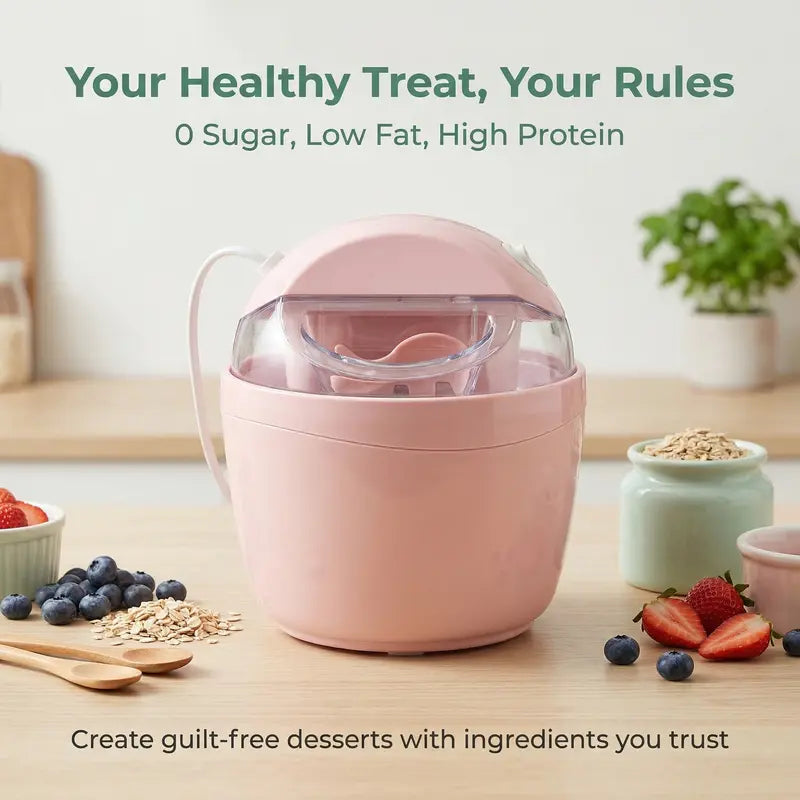 🍭Make Ice Cream in 15 Minutes! Compact Electric Ice Cream Maker with Auto Stir, Easy DIY Healthy Frozen Treats at Home, Perfect for Summer Desserts & Family Fun-A11