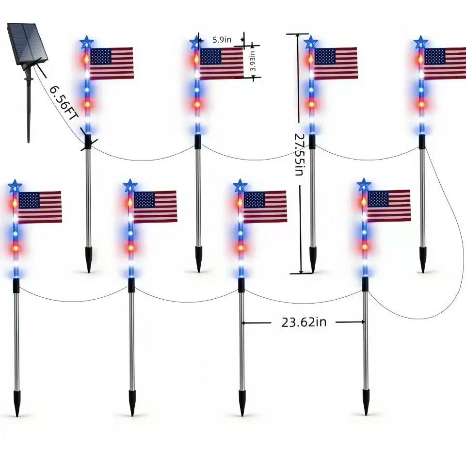 🥳2026 HOT SALE🥳💞Memorial Day Decorations Featuring Red, White, and Blue Lights for Independence Day Pathway Garden Decorations Yard Pathway-886