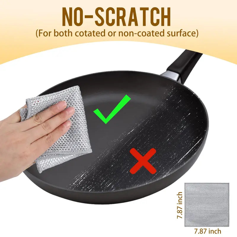 ⚡Crazy-Sale⚡69k-Sold⚡20 Counts Non Scratch Wire Dishcloth Multipurpose Wire Dishwashing Rag Metal Scrubbers for for Wet and Dry Cleaning-A11