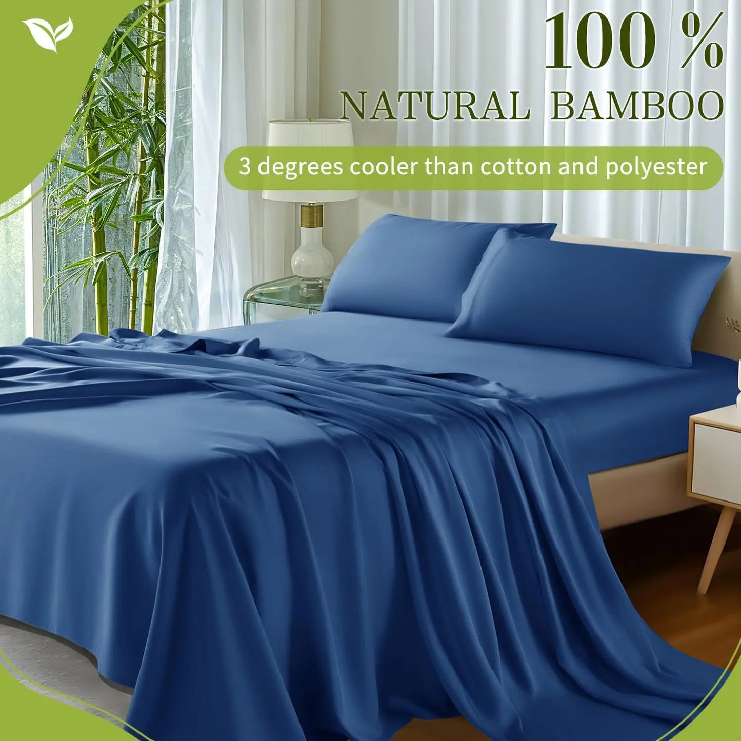 Sonoro Kate Pure Bamboo Bed Sheet Set - 4 Pieces Soft & Cooling-A11
