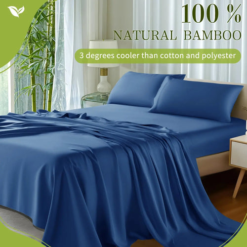 Sonoro Kate Pure Bamboo Bed Sheet Set - 4 Pieces Soft & Cooling-A11