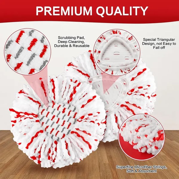 🔥3 Pack Spin Mop Heads with Scrubbing Pad - 2026 Upgraded 2-in-1 Mop Head for O-Cedar EasyWring 1-Tank System. Built-in Scrub Pads for Stuck-on-A01