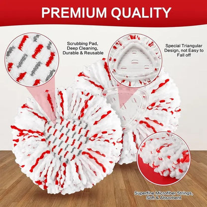 🔥3 Pack Spin Mop Heads with Scrubbing Pad - 2026 Upgraded 2-in-1 Mop Head for O-Cedar EasyWring 1-Tank System. Built-in Scrub Pads for Stuck-on-A01