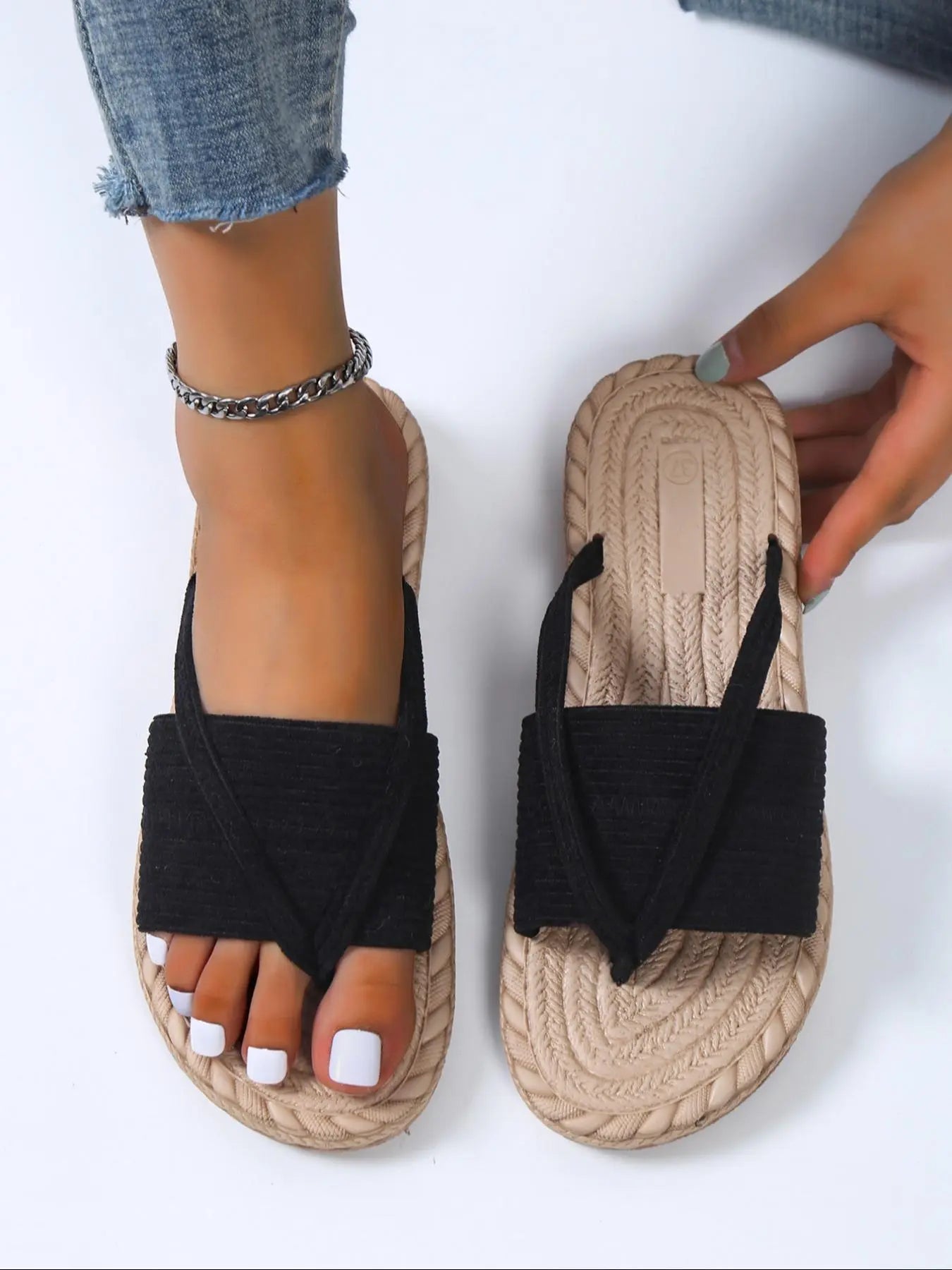 ⏰️Flash-Sale⚡Summer 2026 Solid Color Slide Slippers for Women, Flip Flops, Comfort Barefoot Shoes,  Boho Style Slides-886