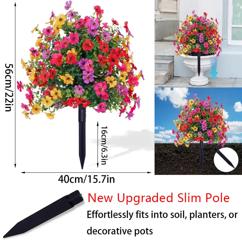 🌸Artificial Flowers for ✨Outdoor Indoor Garden Home Decoration, ✨Plastic Faux Flowers, Faux Flower Daisy with Eucalyptus Leaves Fake Plants Greenery Boxwood Porch Patio-102